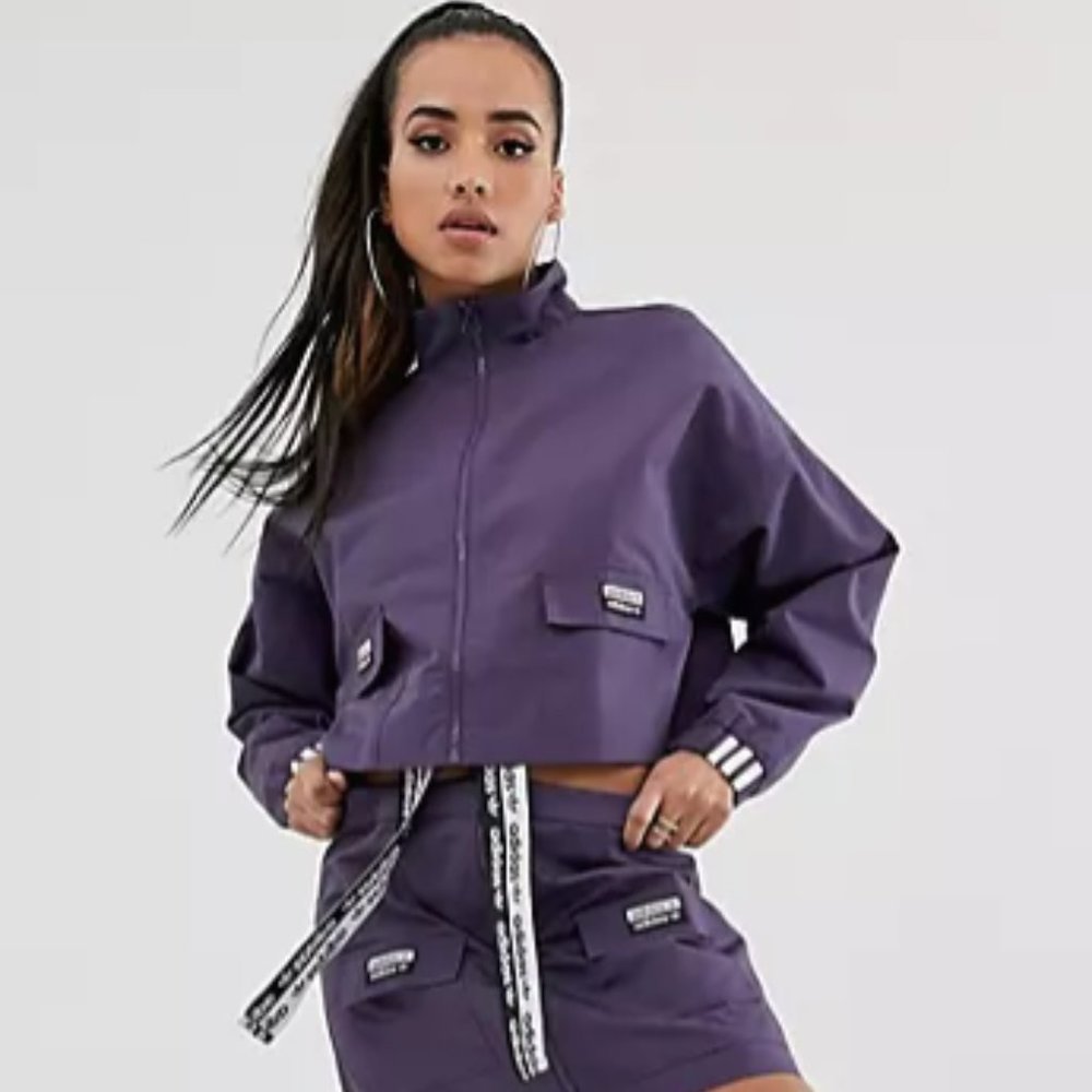 Adidas Originals RYV patch pocket cropped jacket in purple